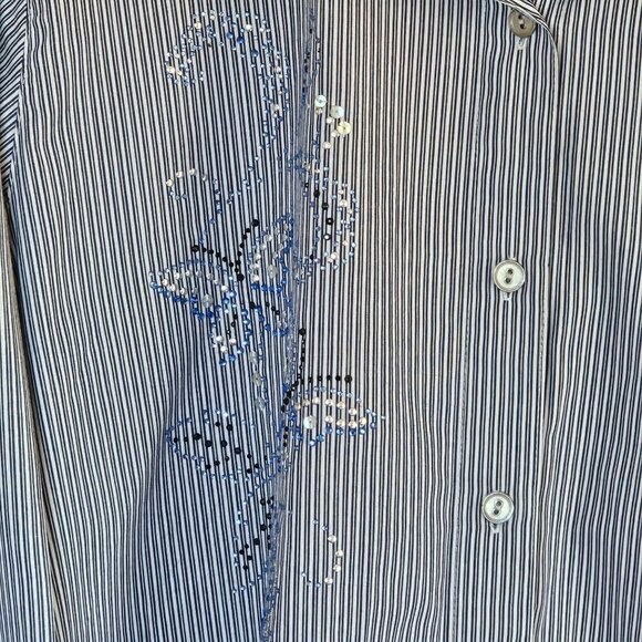Alfred Dunner Womens Striped Button-Down Shirt 20W Sequin Floral Design - Picture 4 of 6